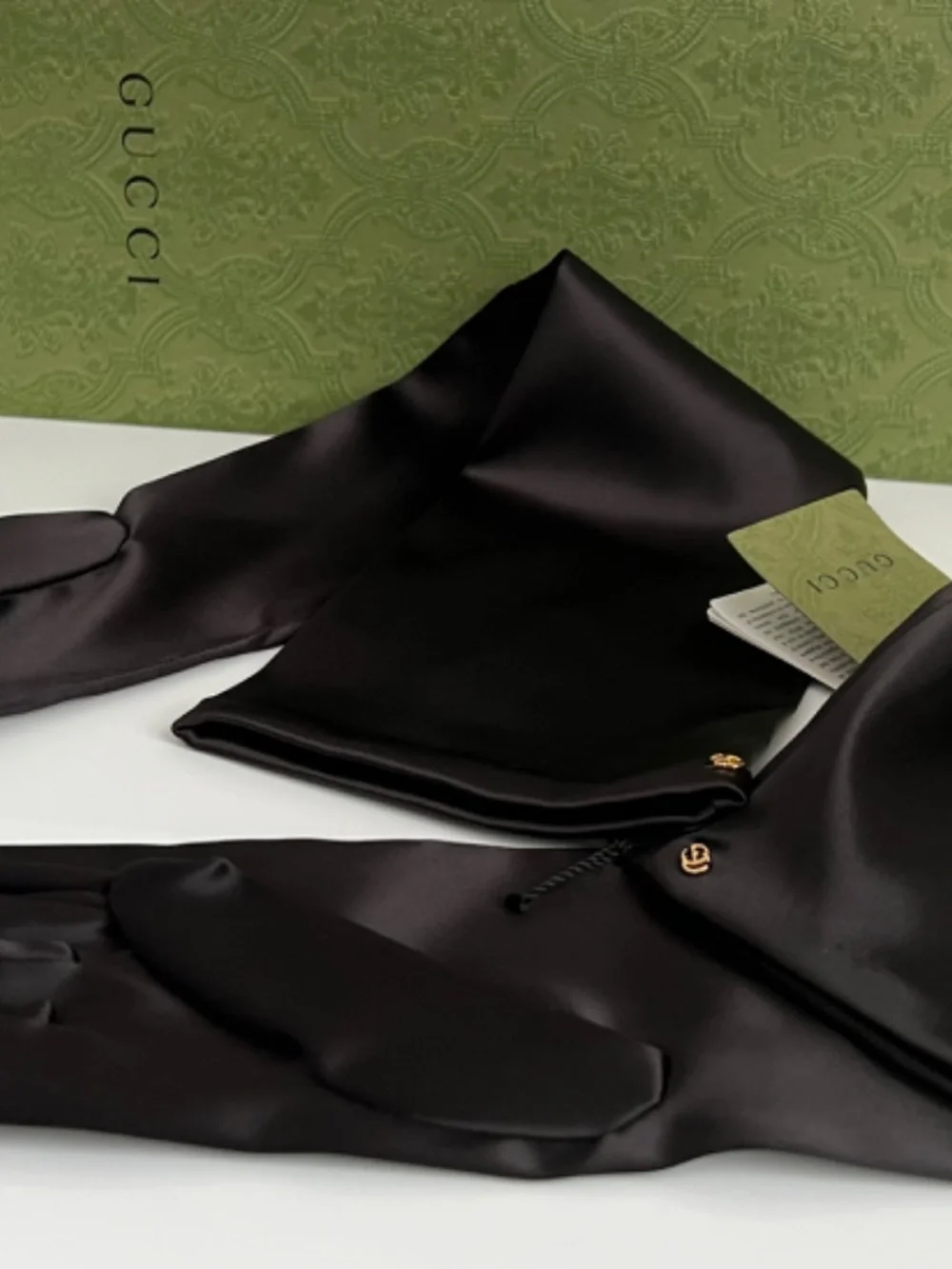 Gucci Black Gloves Long Opera Double GG Size Small Polyamide Acetate Elastane
